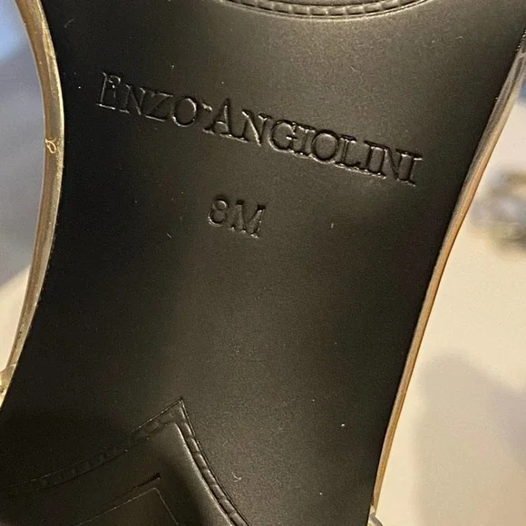 Enzo Angiolini Brodee Sandal Heel Gold Open Toe Size 8 - Picture 11 of 13